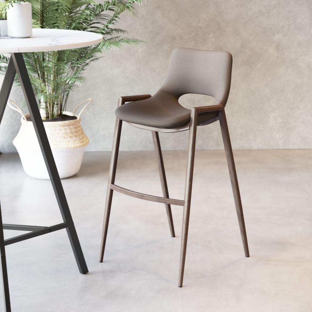 Desi Mid-Century Leather Barstool (Set of 2)