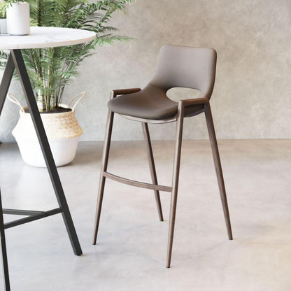 Desi Mid-Century Leather Barstool (Set of 2)