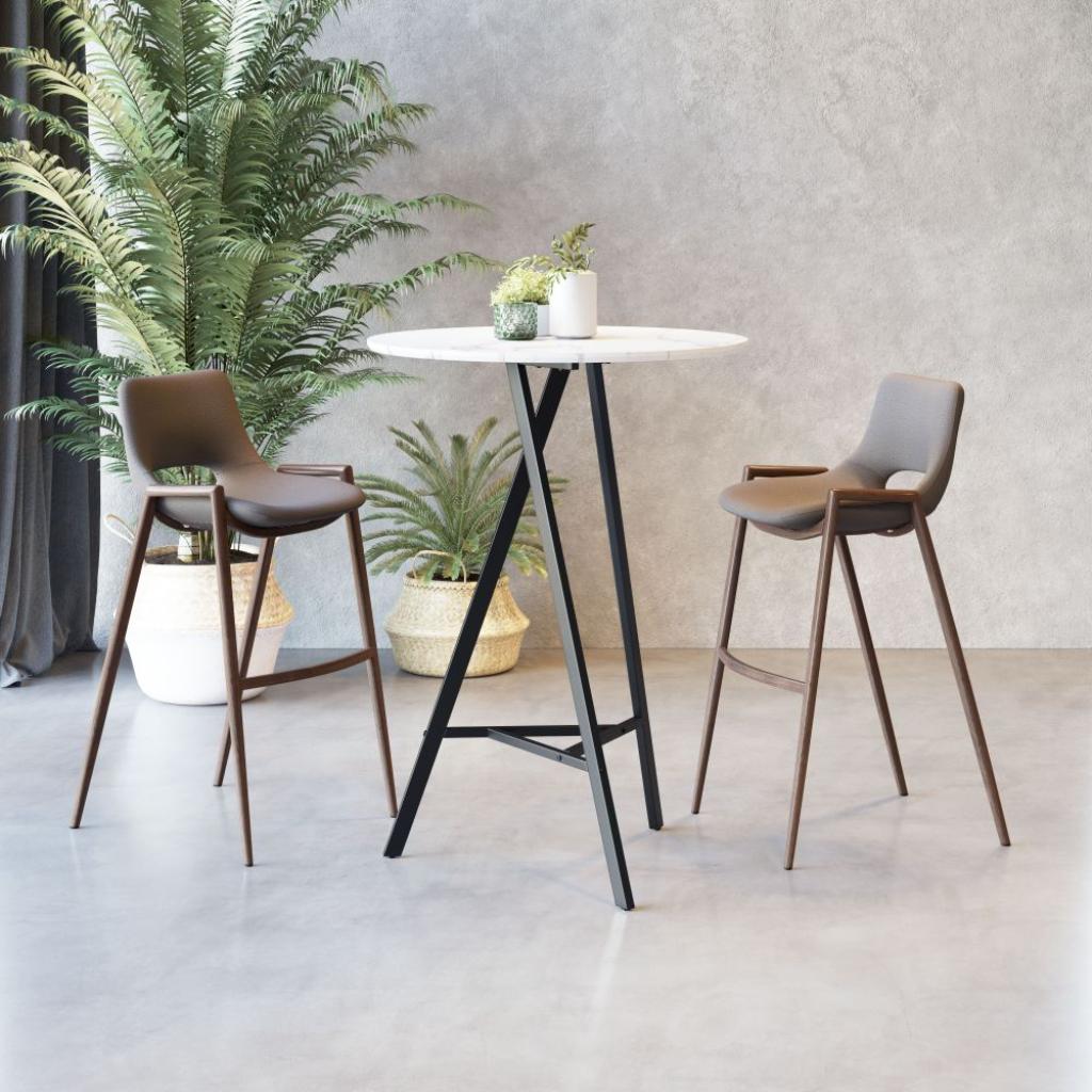 Desi Mid-Century Leather Barstool (Set of 2)