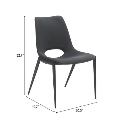 Desi Faux Leather Armless Dining Chair 2PC