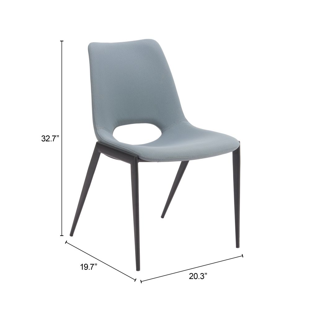 Desi Faux Leather Armless Dining Chair 2PC