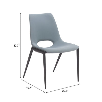 Desi Faux Leather Armless Dining Chair 2PC