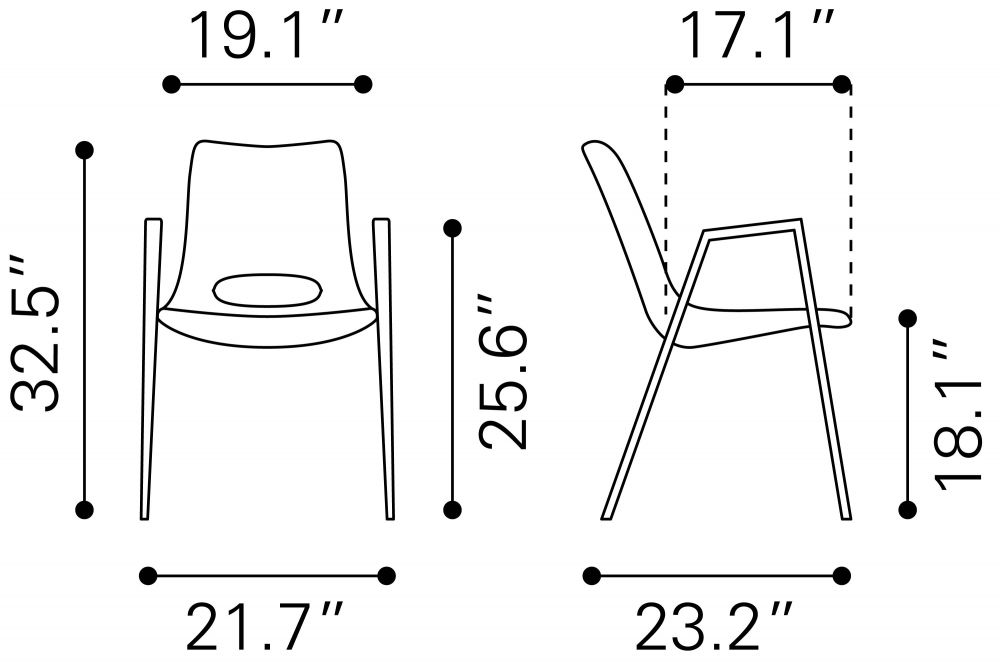 Desi Faux Leather Dining Chair 2PC