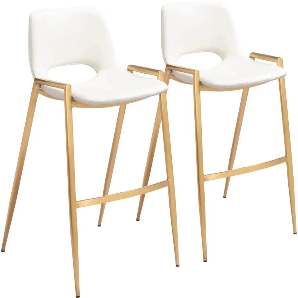 Desi White Faux Leather Barstool (Set of 2)