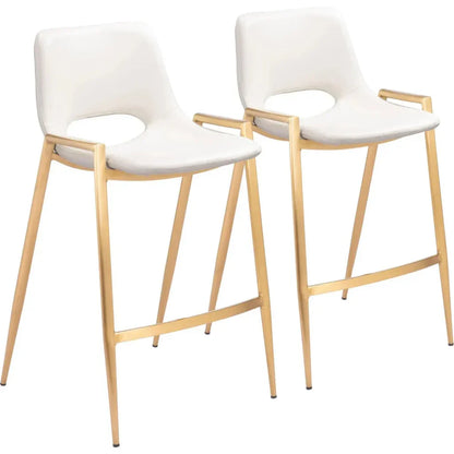 Desi White & Gold Counter Stool (Set of 2)