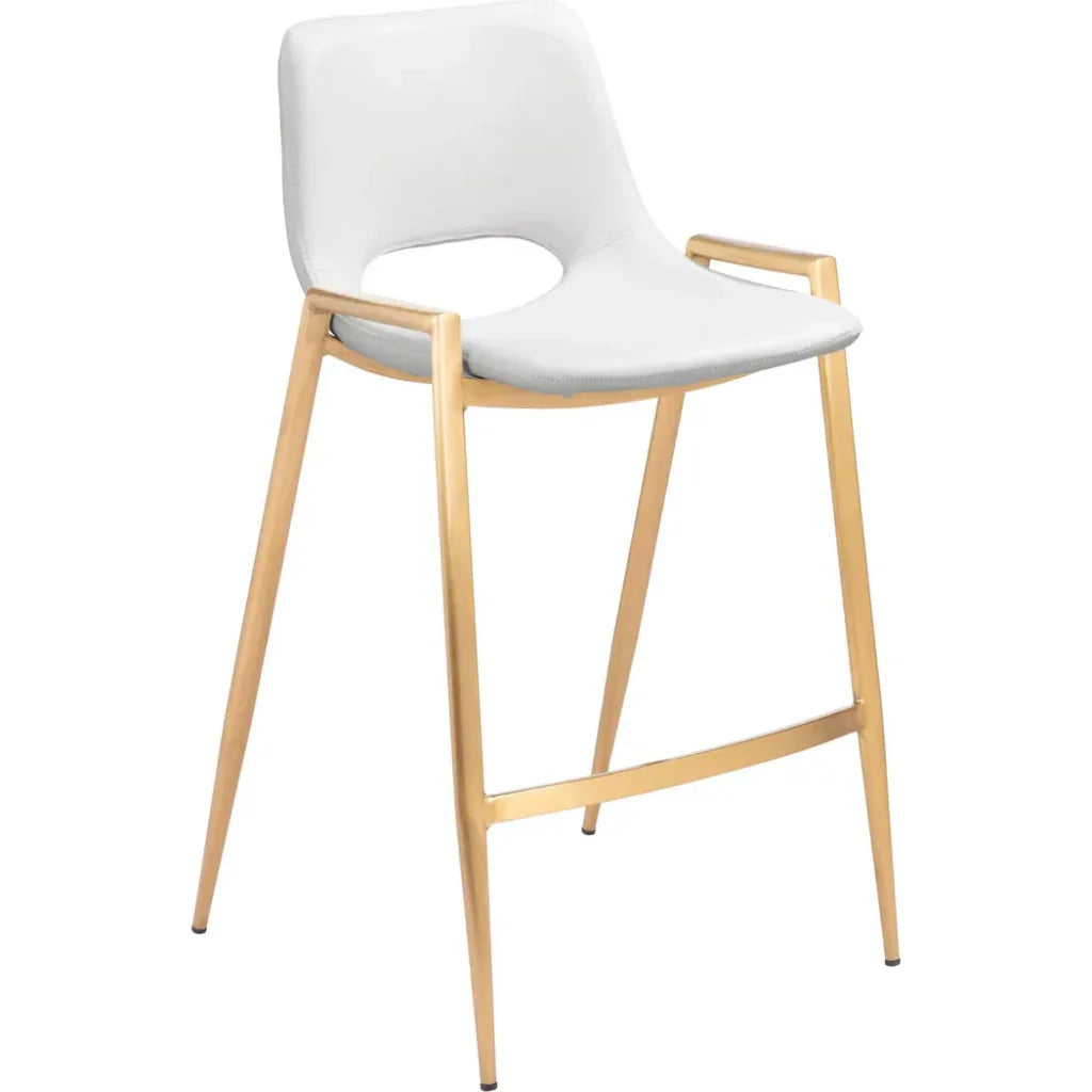 Desi White & Gold Counter Stool (Set of 2)