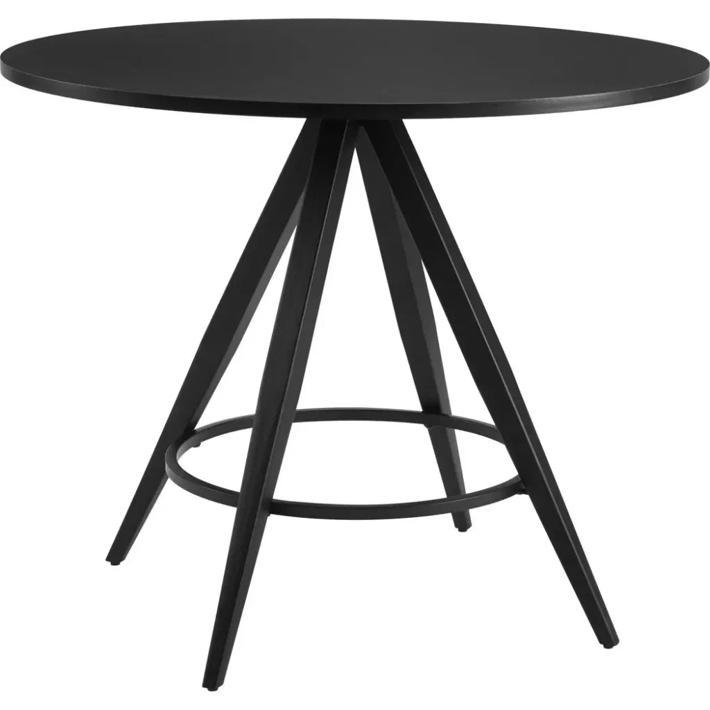 Dinos Wood & Steel Black Round Dining Table