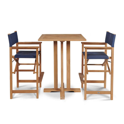 Director Teak Patio Square Bar Height Dining Set 3PC
