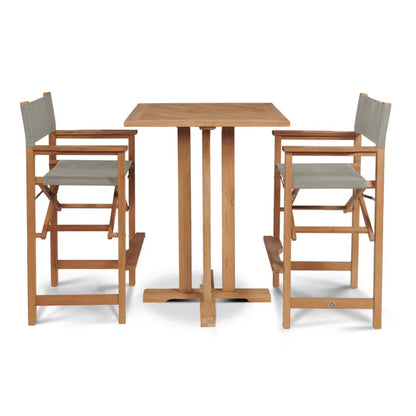 Director Teak Patio Square Bar Height Dining Set 3PC