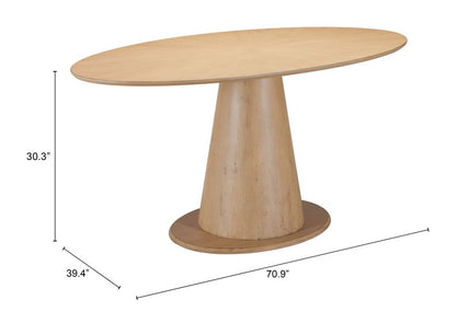 Disque Natural Wooden Oval Dining Table