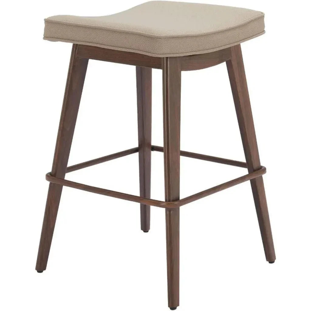 Divat Wood and Steel Beige Counter Stool 2PC