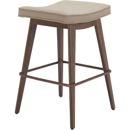 Divat Wood and Steel Beige Counter Stool 2PC