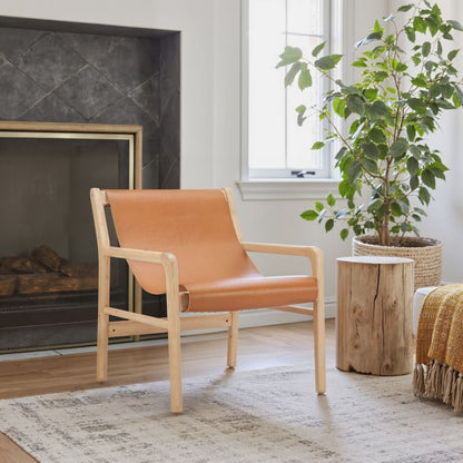 Doek Tan Leather Accent Chair