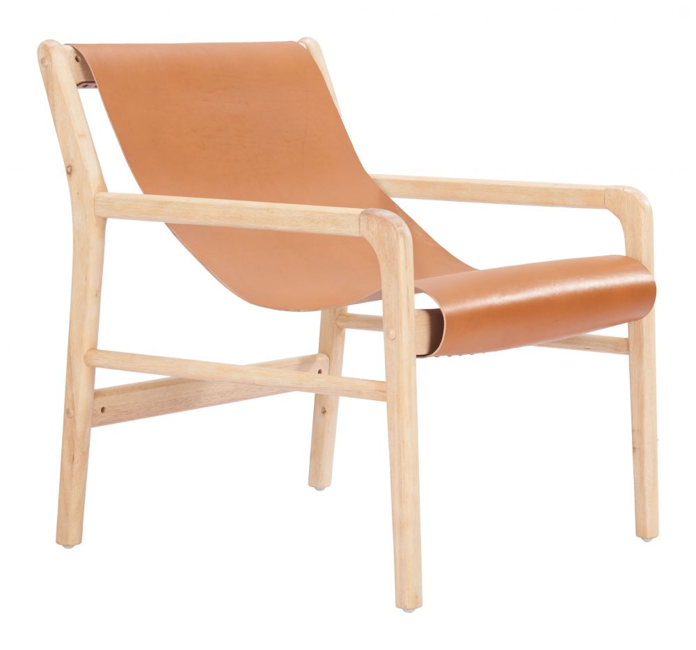 Doek Tan Leather Accent Chair