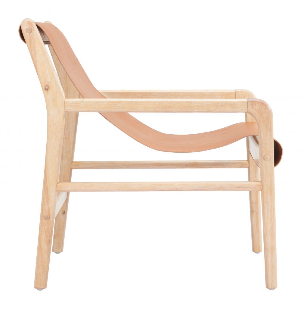 Doek Tan Leather Accent Chair