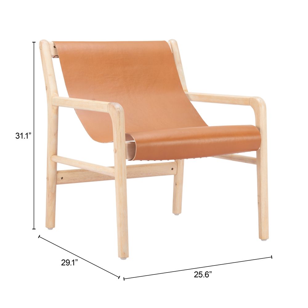 Doek Tan Leather Accent Chair