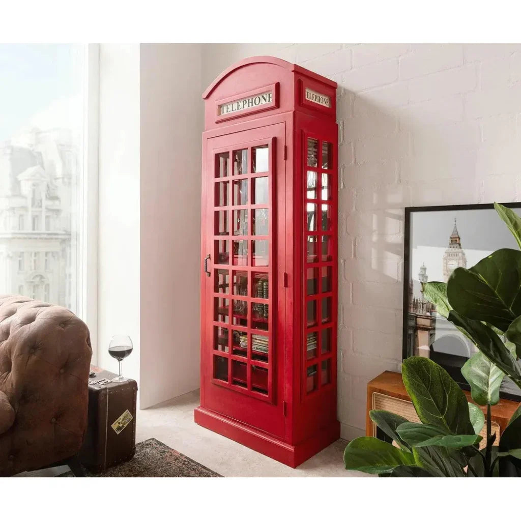 Dovreth Wood Red Bar Storage Cabinet