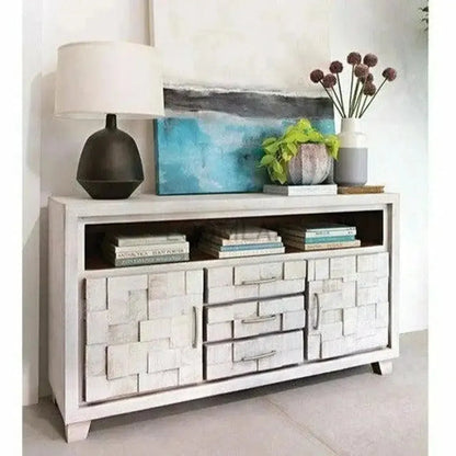 Dralena Three Drawers White Media Cabinet