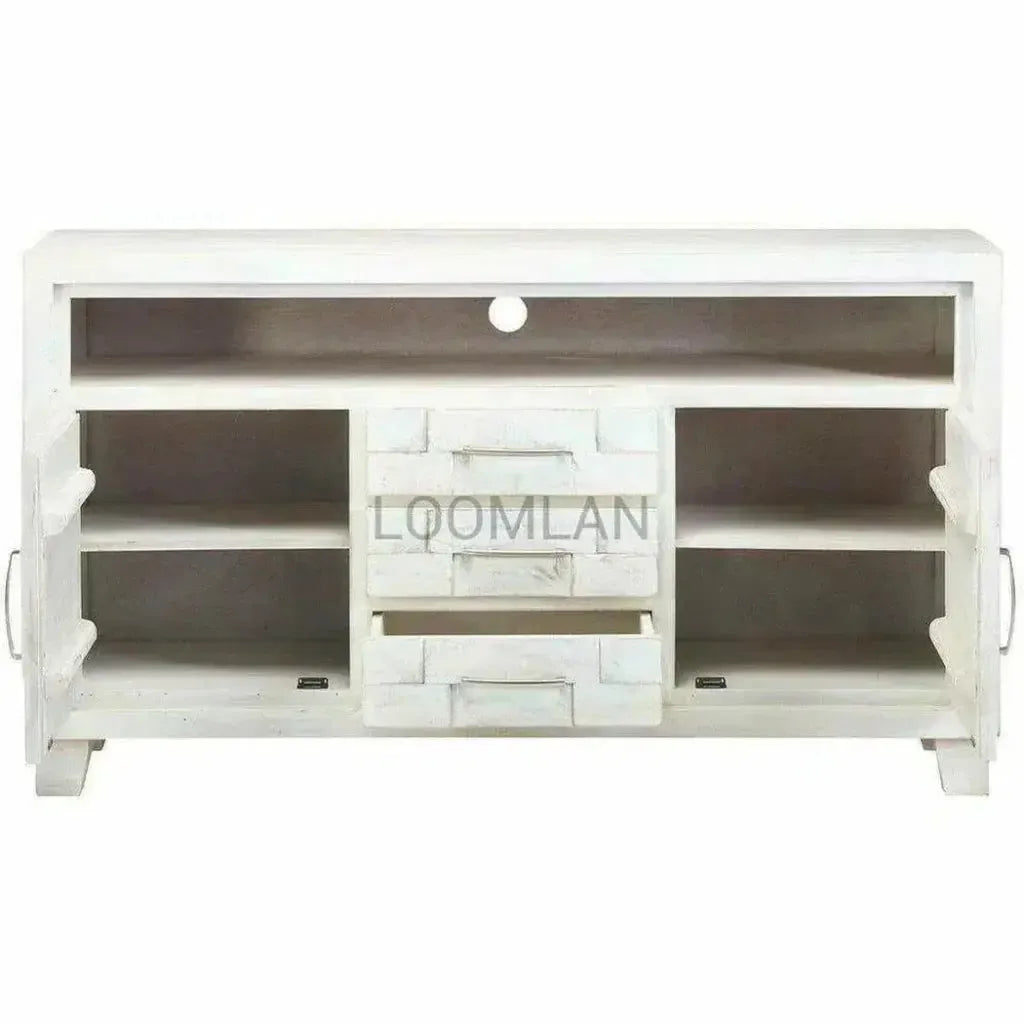 Dralena Three Drawers White Media Cabinet
