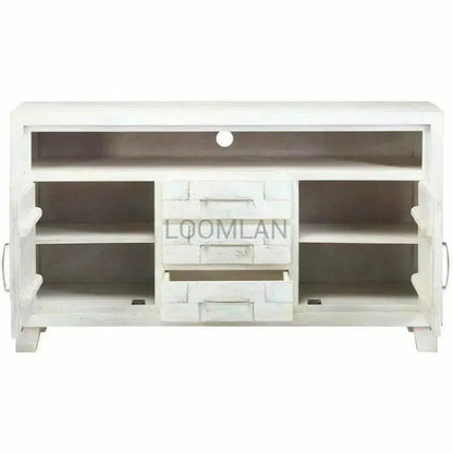 Dralena Three Drawers White Media Cabinet