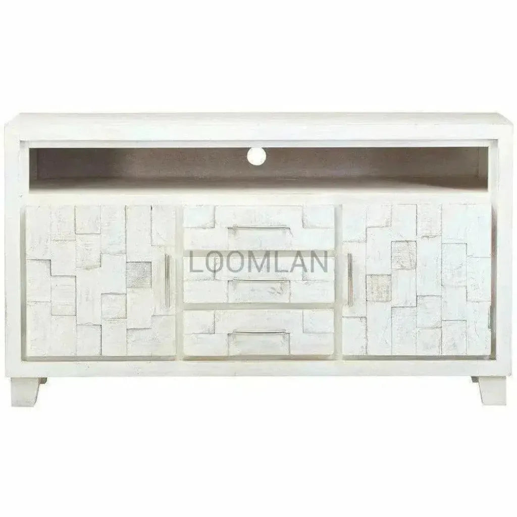 Dralena Three Drawers White Media Cabinet