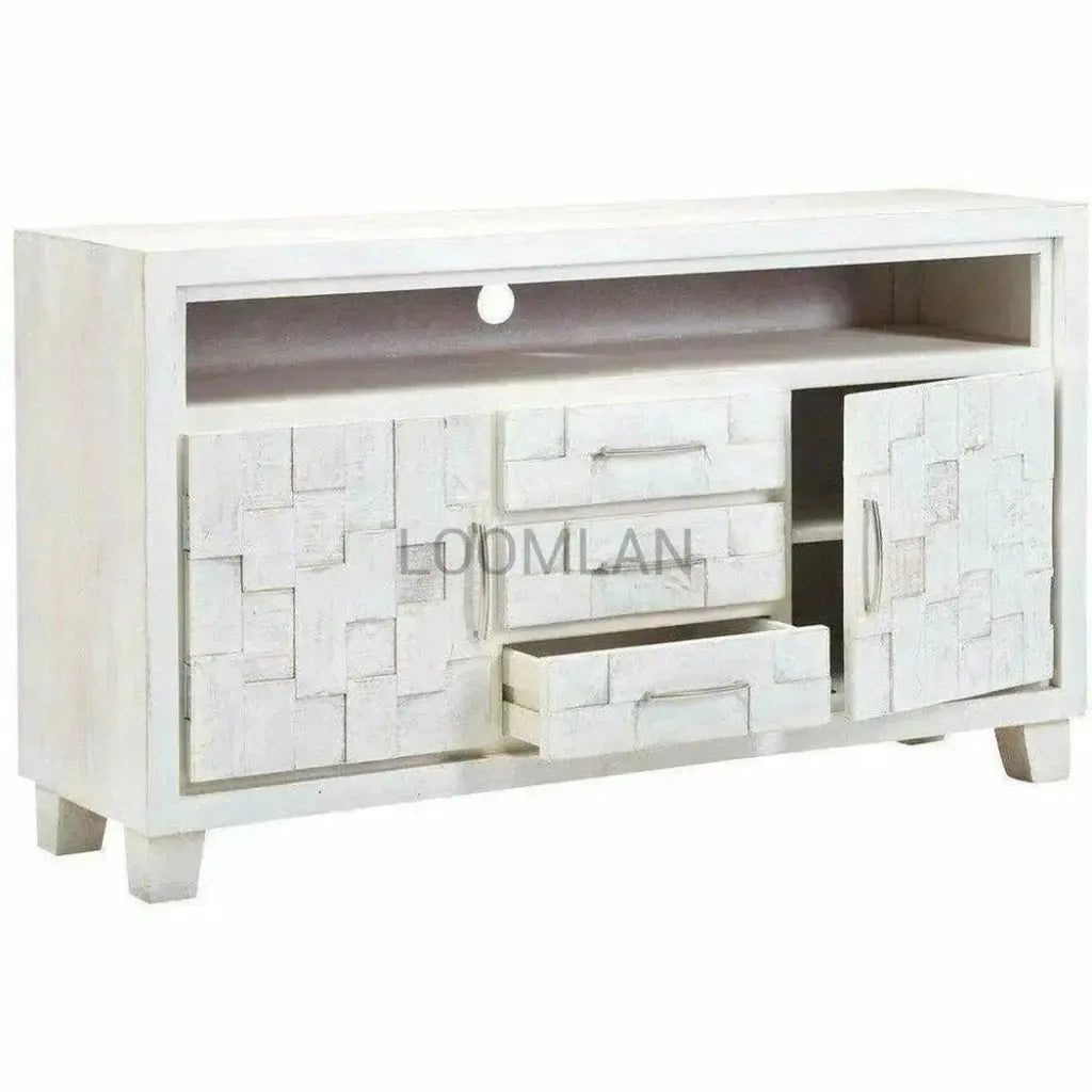 Dralena Three Drawers White Media Cabinet