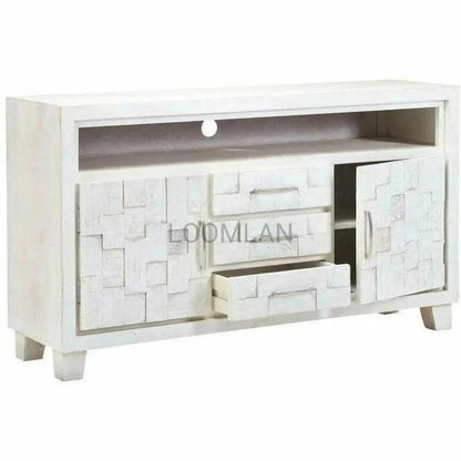 Dralena Three Drawers White Media Cabinet
