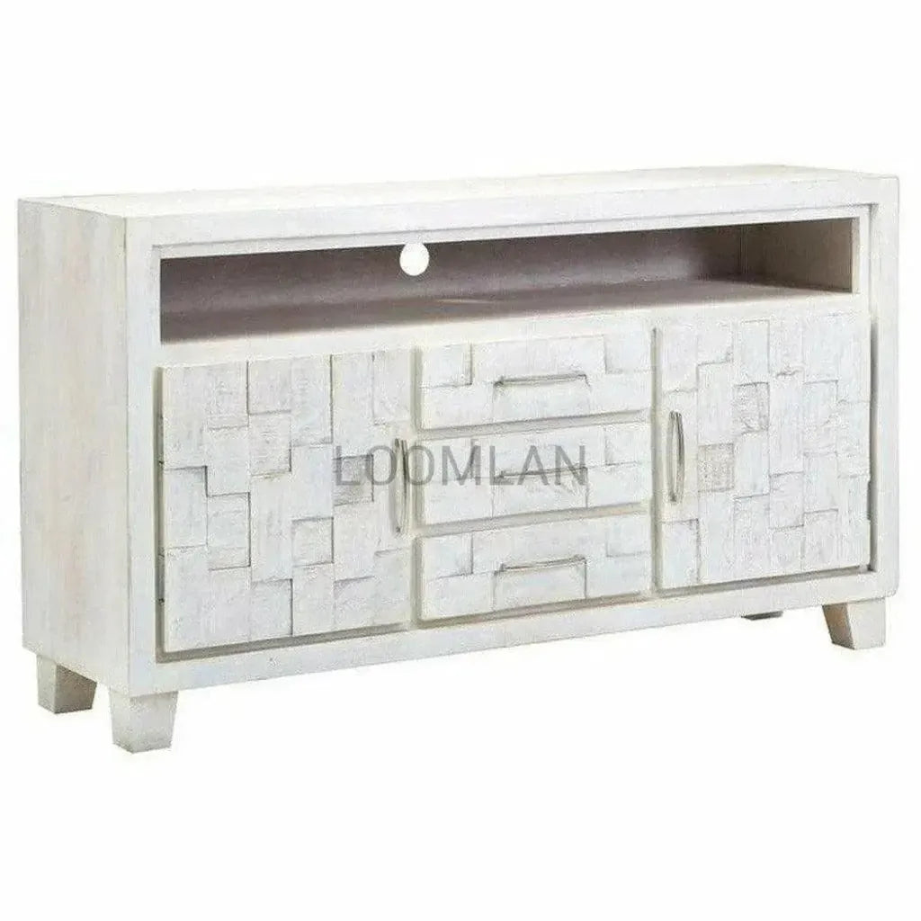 Dralena Three Drawers White Media Cabinet