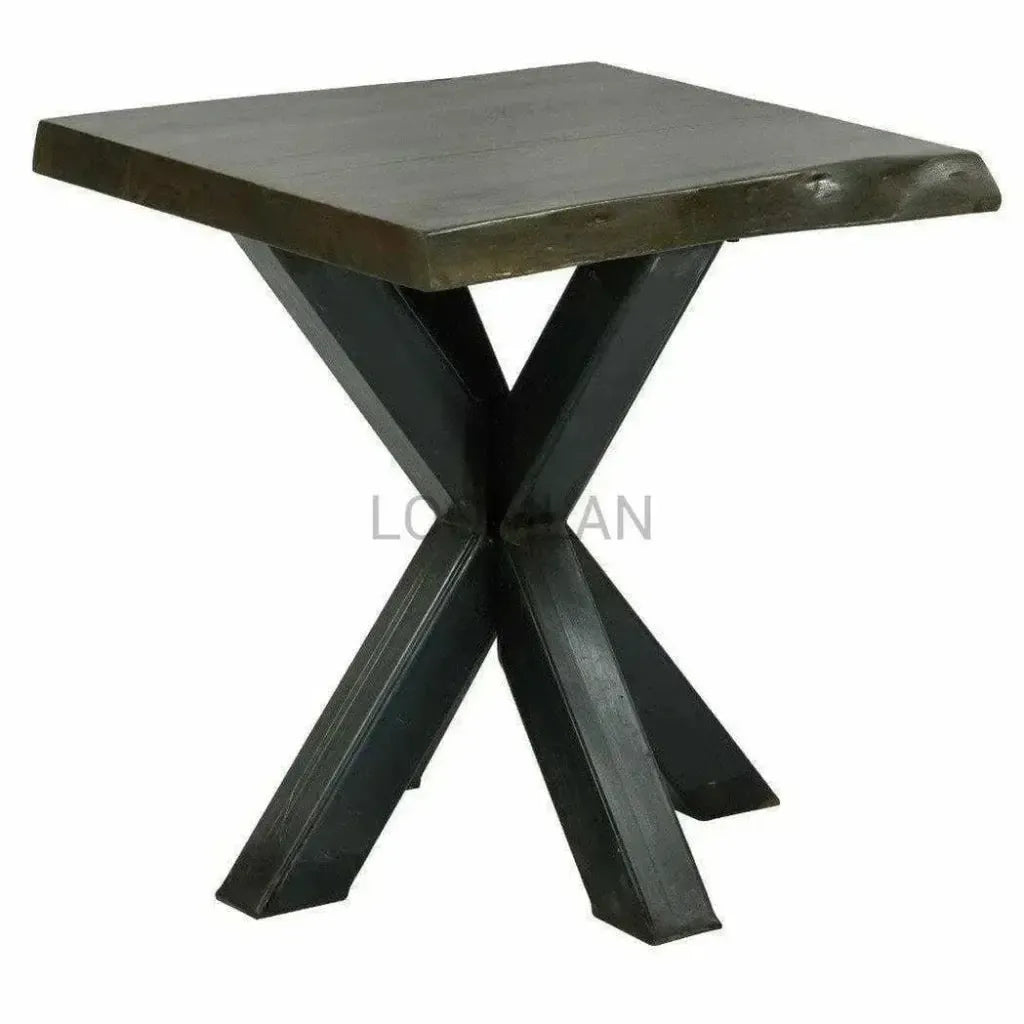 Drevala Wood Black Square Side Table