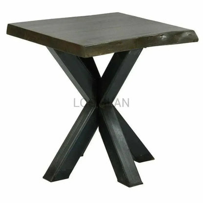 Drevala Wood Black Square Side Table