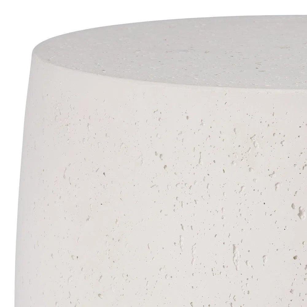 Drum 18 in. Round Chalk White Terrazzo Garden Stool