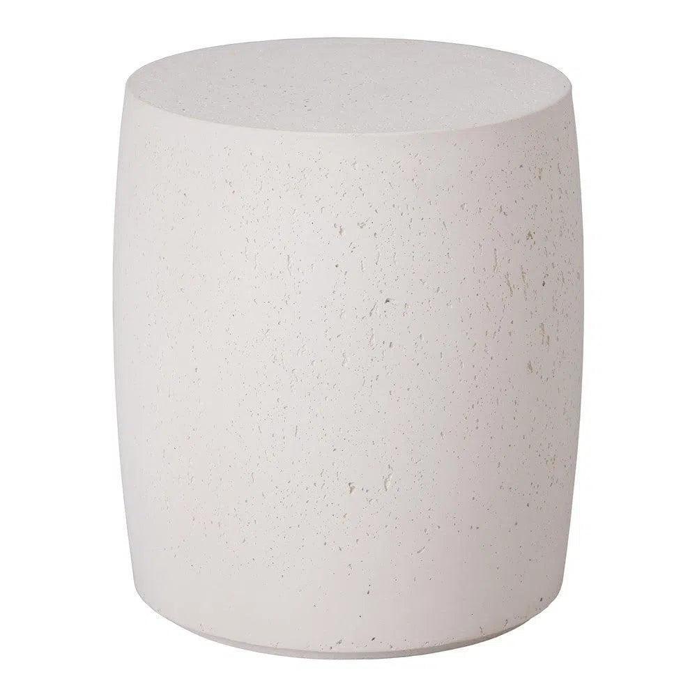 Drum 18 in. Round Chalk White Terrazzo Garden Stool