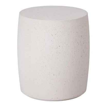 Drum 18 in. Round Chalk White Terrazzo Garden Stool