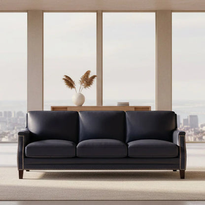 Elegant Leather Sofa American Crafted