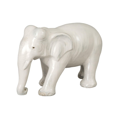 Elephant Moon White Ceramic Sculpture