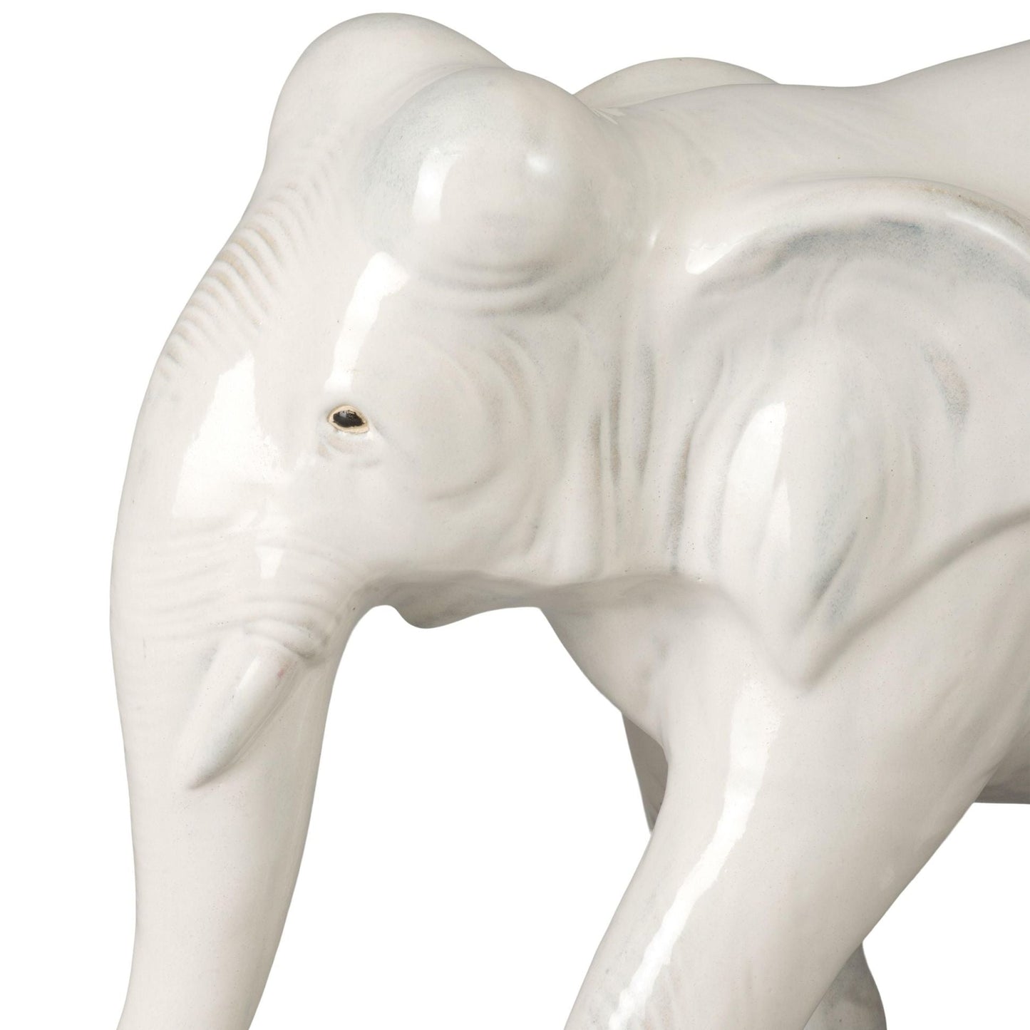 Elephant Moon White Ceramic Sculpture