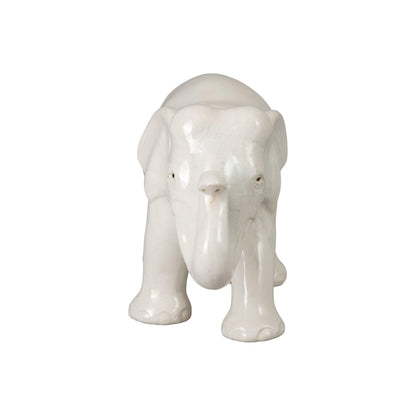 Elephant Moon White Ceramic Sculpture