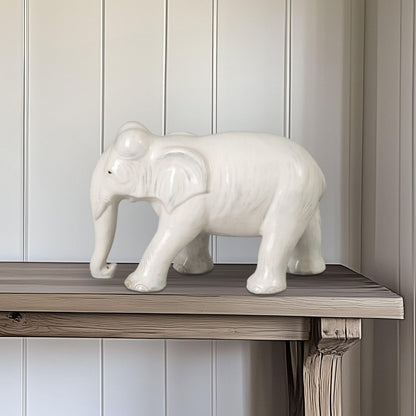 Elephant Moon White Ceramic Sculpture