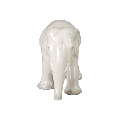 Elephant Moon White Ceramic Sculpture