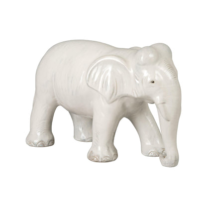 Elephant Moon White Ceramic Sculpture