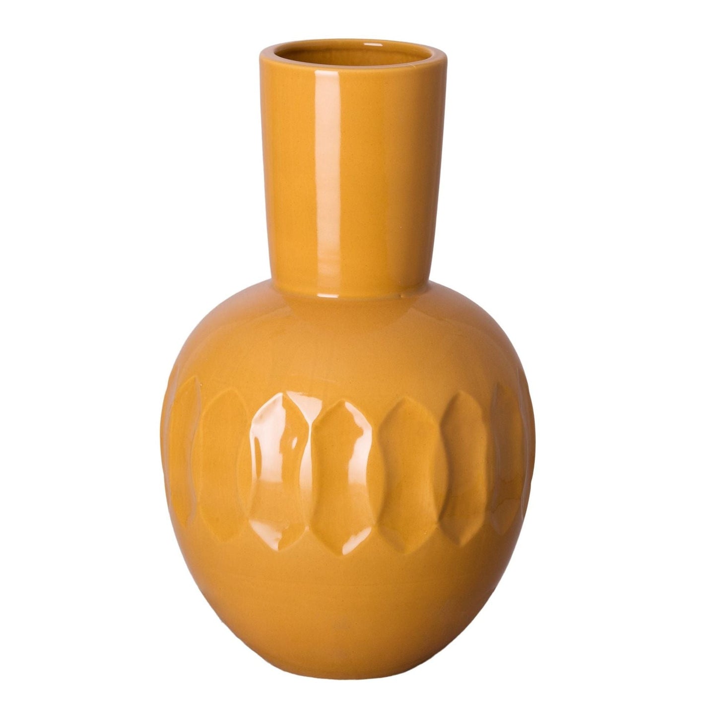 Ellipse Orange Ceramic Neck Vase