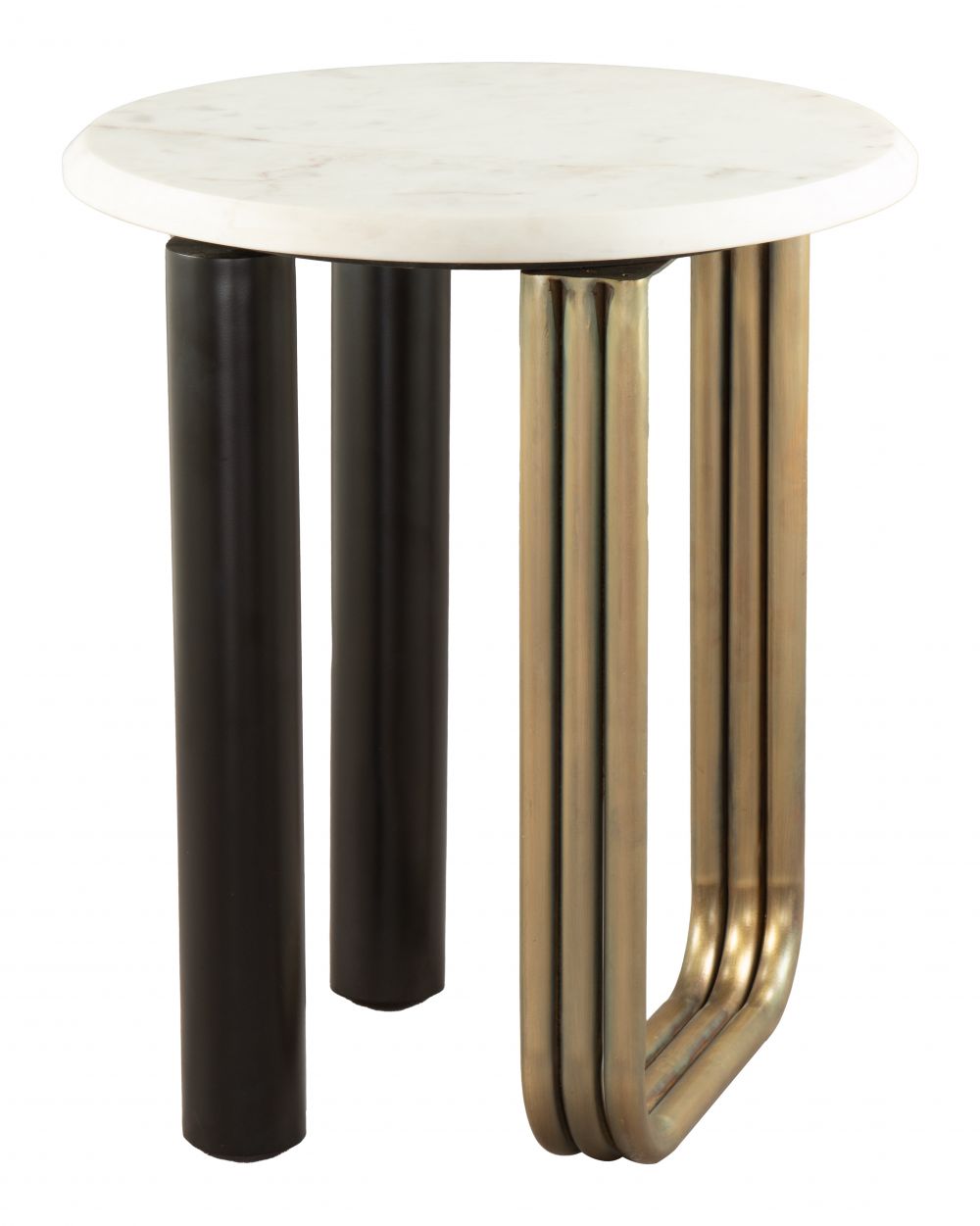 Elyn White Marble Top Round Side Table