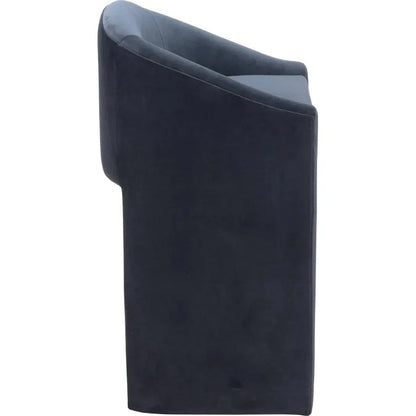 Emas Midnight Grey Velvet Barstool