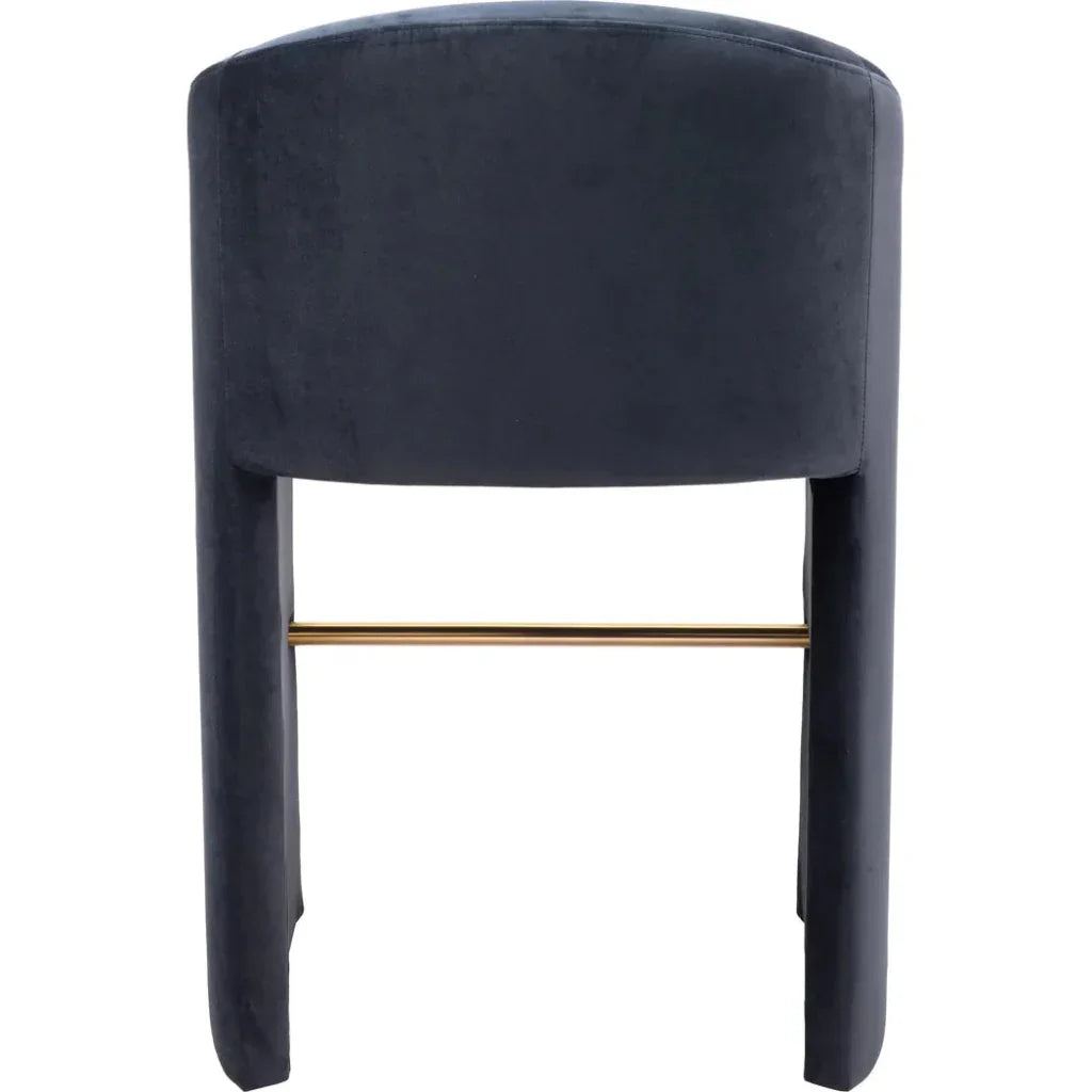 Emas Midnight Grey Velvet Barstool