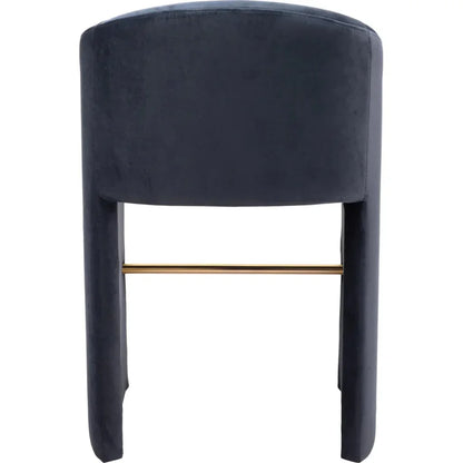 Emas Midnight Grey Velvet Barstool