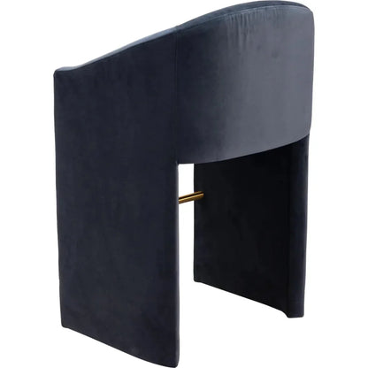 Emas Midnight Grey Velvet Barstool