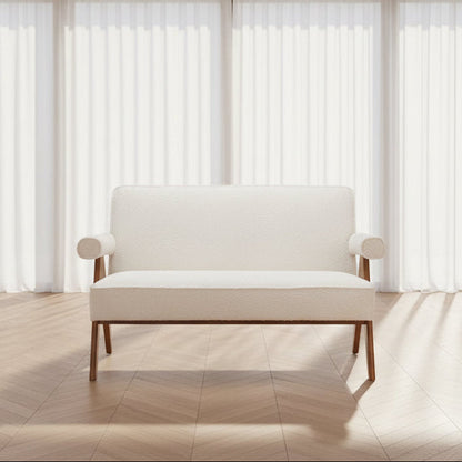 Encanto Ivory Textured Fabric Loveseat