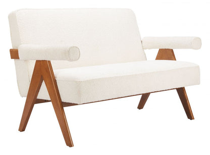Encanto Ivory Textured Fabric Loveseat