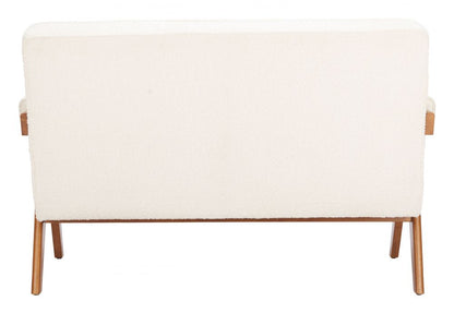 Encanto Ivory Textured Fabric Loveseat
