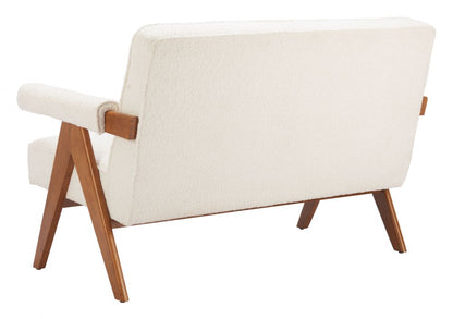 Encanto Ivory Textured Fabric Loveseat